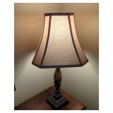 Table Lamp with Faux Marble Accent and Fabric Shade