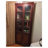 Wooden Corner Display Cabinet with Glass Doors