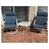 Patio Set Comprising Two Swivel Rocker Chairs and Table