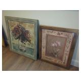 Two Framed Floral Art Prints