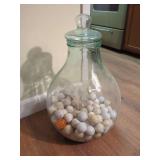 Large Glass Storage Jar Containing Golf Balls