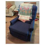 Barcalounger Blue Patterned Recliner with Monet's Garden Throw Blanket