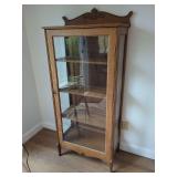 Quarter-Sawn Oak Curio Cabinet with Carved Pediment
