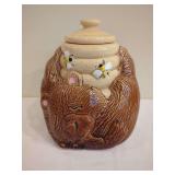 Ceramic Bear and Honeycomb Cookie Jar with Lid