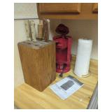 Kitchen Appliance and Cutlery Group featuring Bella Coffee Maker and Wooden Knife Block