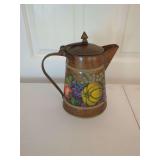 Hand Painted Metal Pitcher with Fruit Motif