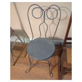 Wrought Iron Chair with Wooden Seat