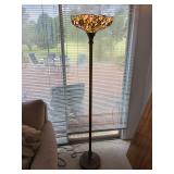 Stained Glass Torchiere Floor Lamp with Metal Base