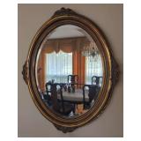 Ornate Gold-Tone Oval Wall Mirror with Floral Accents