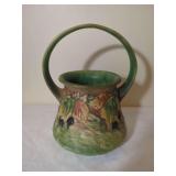 Roseville Pottery Blackberry Pattern Basket with Arch Handle
