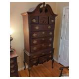 American Drew Chippendale Style Mahogany Tall Chest of Drawers