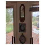 Wall Decor Assortment Including Mirror Sign and Clock