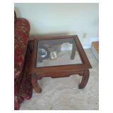 Wood Coffee Table with Glass Insert Top