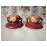 Roseville USA 357 Ceramic Candlestick Holders Pair