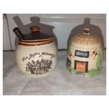 Two Ceramic Honey Pots with Lids