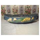 Roseville USA Blue Floral Pottery Planter Bowl 469-14