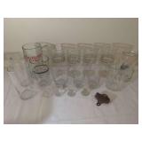 Assorted Glassware Lot Including Barware and Holiday Stemware