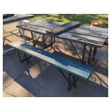 Metal Frame Wooden Picnic Table with Attached Benches