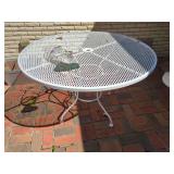 White Painted Mesh Top Patio Table