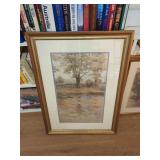 Framed Watercolor Landscape Painting by A.L. L'Amier