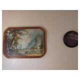Framed Landscape Print and Baldauf Clock Co. Wall Clock