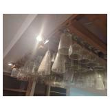 Hanging Glassware Assortment in Wooden Rack