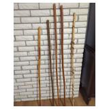Lot of Five Handcrafted Wooden Walking Sticks and Hiking Staffs