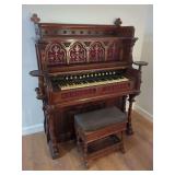 J. Estey & Co. Brattleboro Vt. Reed Organ with Matching Bench