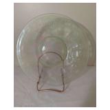 Green Uranium Glass Depression Plate Etched Pattern