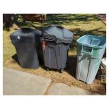 Assorted Plastic Storage Bins and Trash Receptacles