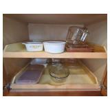 Kitchen Cabinet Assortment of Bakeware and Glassware