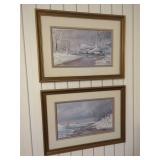 Al Cornett Signed Framed Winter Landscape Prints Set of Two