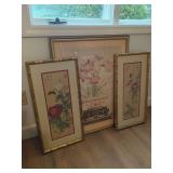 Framed Asian Floral Art Grouping