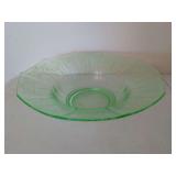 Green Uranium Glass Etched Serving Bowl