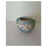 Roseville Clematis Blue Double Handled Pottery Jardiniere Planter 367-5