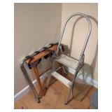 Luggage Rack, Step Stool, and Round Glass Table Top