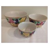 Ceramic Fruit Motif Nesting Bowls Set of Three
