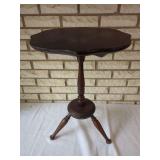 Wooden Pedestal Table with Scalloped Top