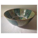 Porcelain Decorative Bowl with Green Fern and Butterfly Motifs