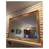 Large Ornate Gold-Finished Wall Mirror with Beveled Glass