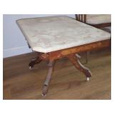 Marble Top Wooden Coffee Table with Casters