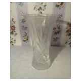 Clear Cut Crystal Glass Vase with Diamond and Fan Motifs