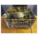 Assorted Screwdrivers and Hand Tools in Metal Mesh Basket