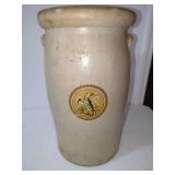 Stoneware Crock Churn with Eagle Decal and Blue Number 6