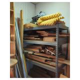 Steel Industrial Shelving Unit with Assorted Wood Stock and Contents