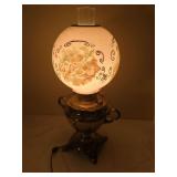 Electrified Parlor Lamp with Hand-Painted Cherub Globe