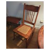 Carved Wooden Rocking Chair With Cane Insert
