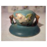 Roseville USA Art Pottery Blue Floral Inkwell with Handles