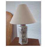 Ceramic Floral Table Lamp with Fabric Shade