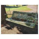 Slatted Wood Porch Swing with Hanging Chains